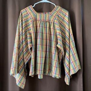 Doen Checker Wide Sleeve Blouse